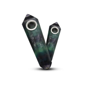 Gemstone Hand Pipe Rainbow Flourite