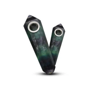 Gemstone Hand Pipe Rainbow Flourite