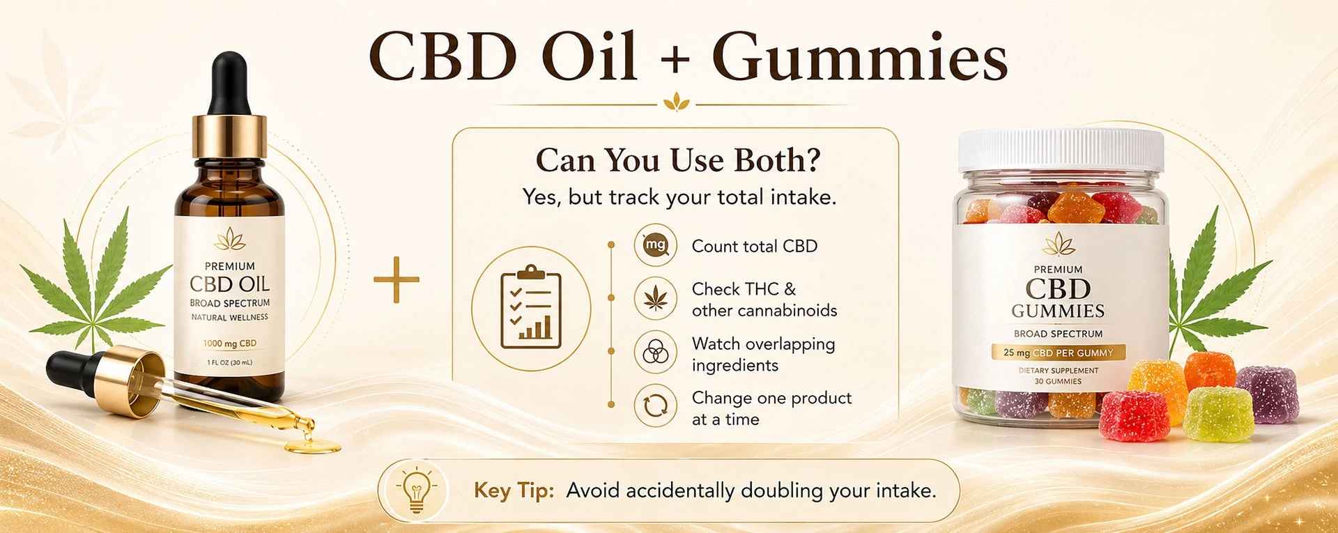 Using CBD oil and gummies together while tracking total CBD intake