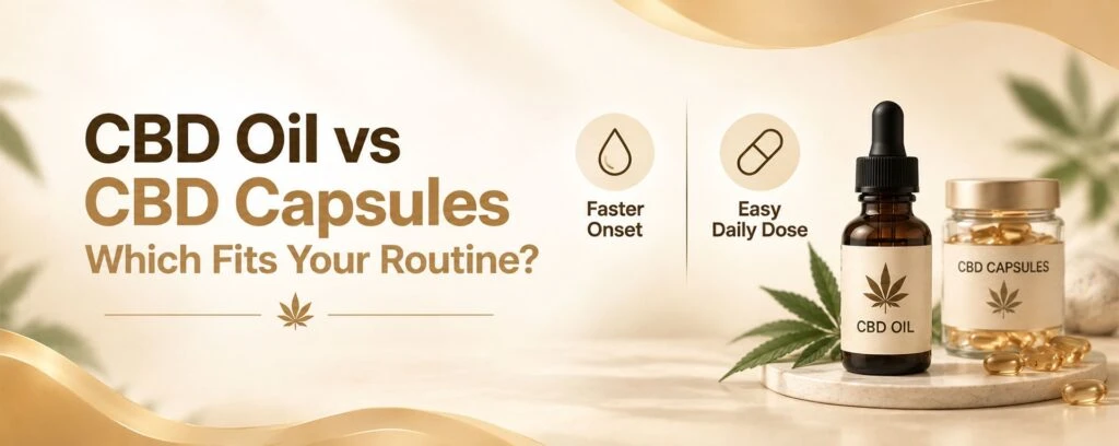 CBD oil dropper and CBD capsules comparison